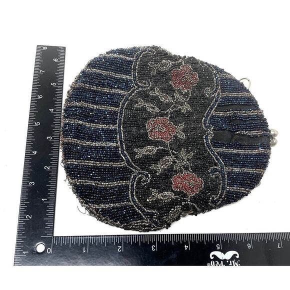 Vtg Antique Art Deco Shimmer Seed Beaded Flapper Purse Bag As Is Parts Repair - Picture 6 of 6